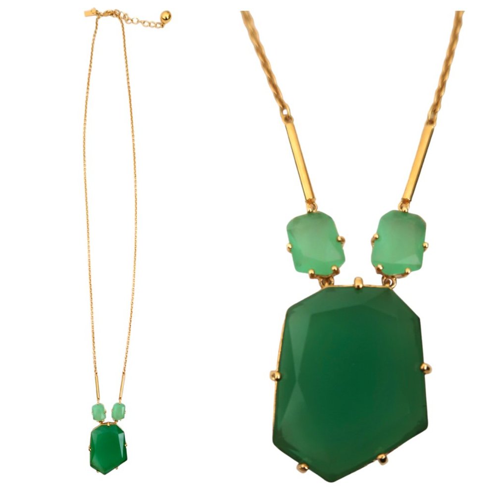 KATE SPADE geometric green gem pendant necklace